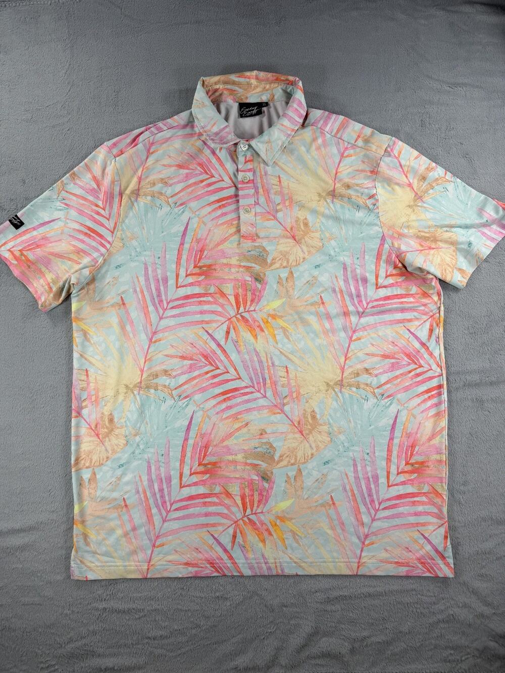 Sunday Swagger Mens Extra Large Floral Palm Polo Shirt Performance Stretch
